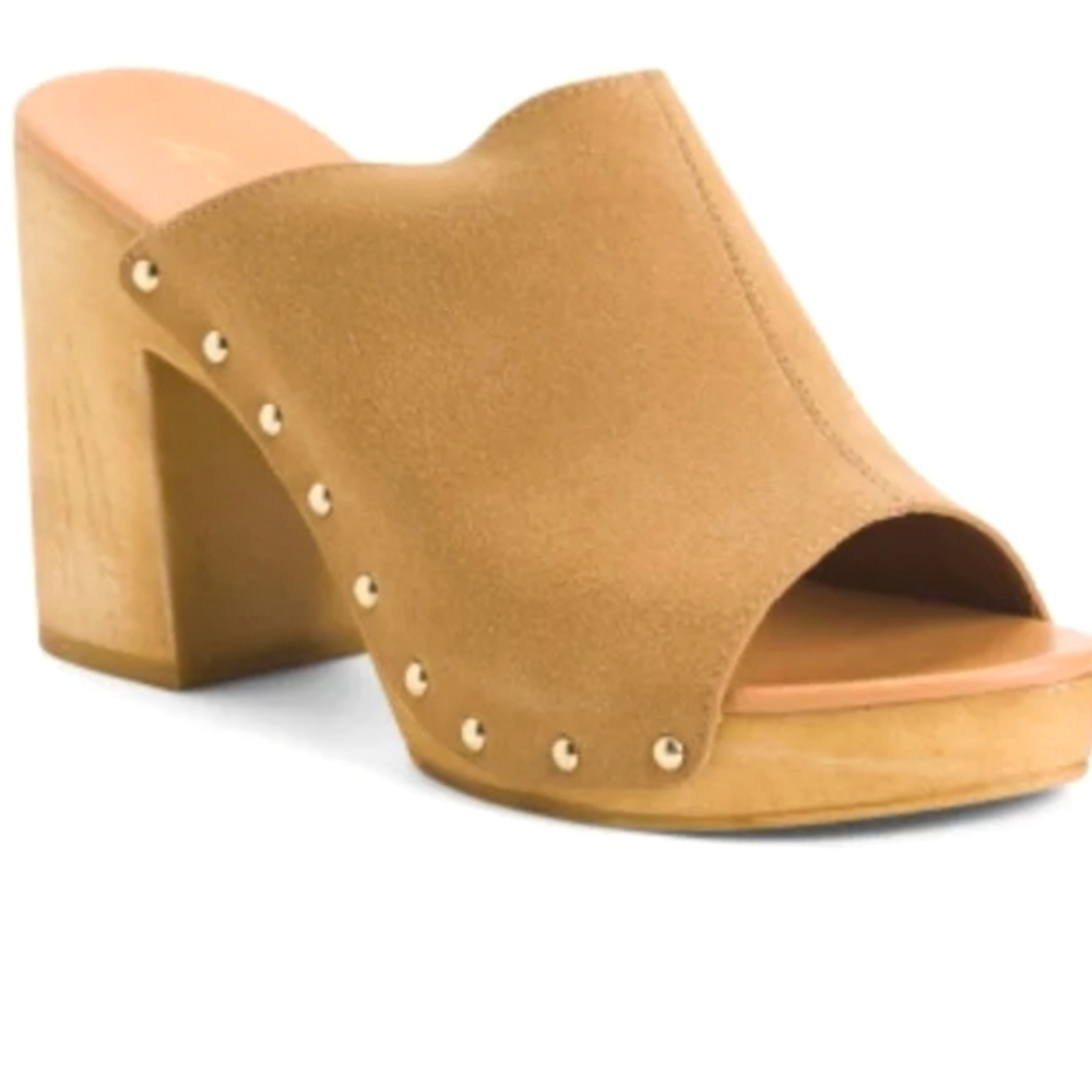 NEW! AVELLINI Made In Italy Suede Open Toe Mule Clog 8.